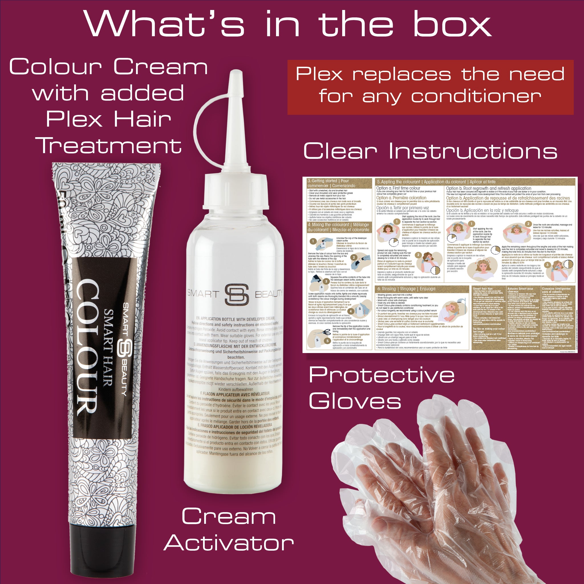 Rich Plum Hair Dye with Added Plex Hair Care Conditioner, Permanent Hair Colour